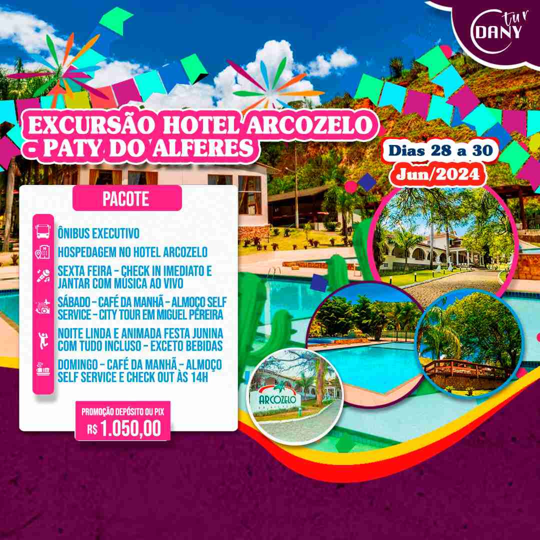 Excursão para Hotel Arcozelo - Paty do Alferes - RJ