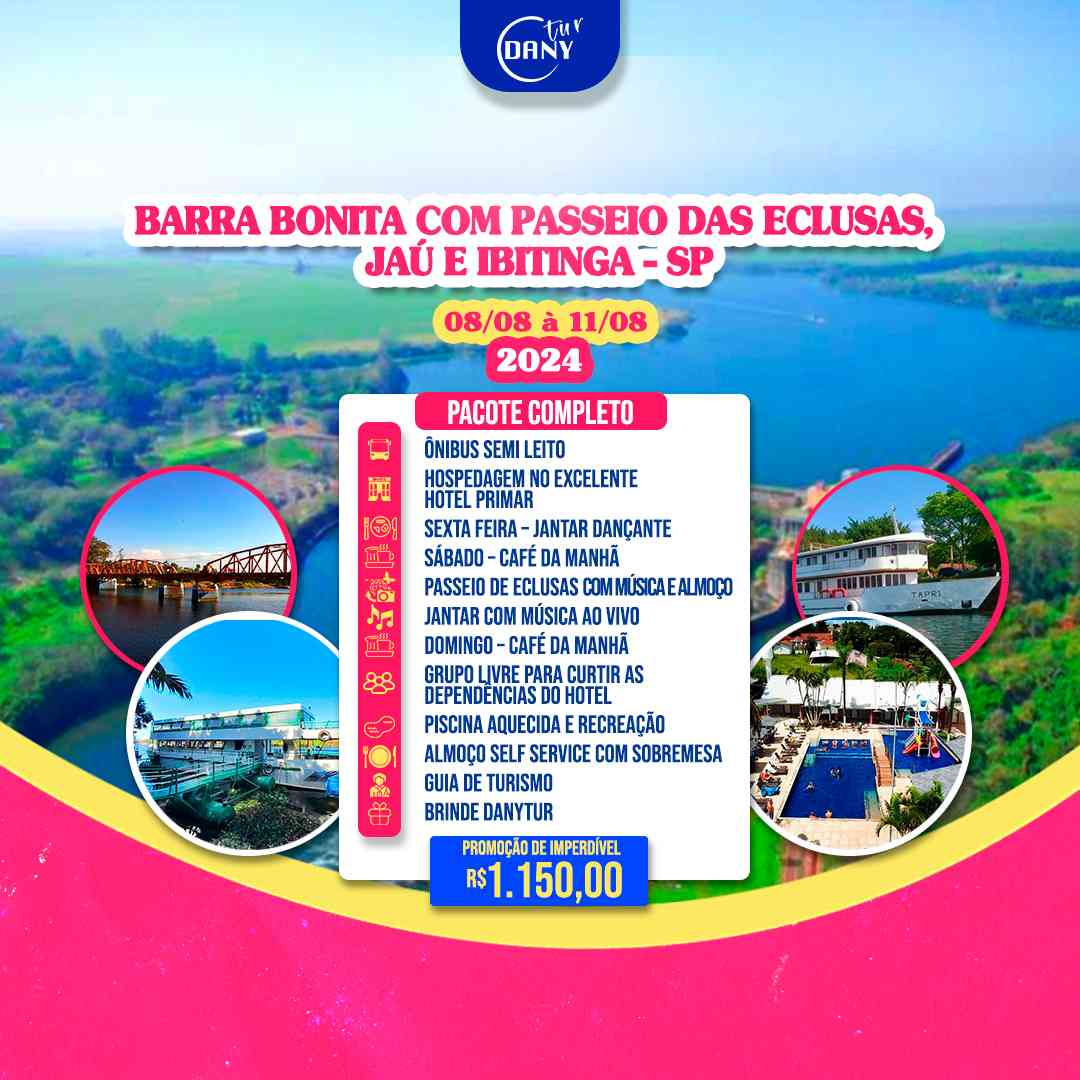 Excursão para Barra Bonita, Jaú e Ibitinga - SP