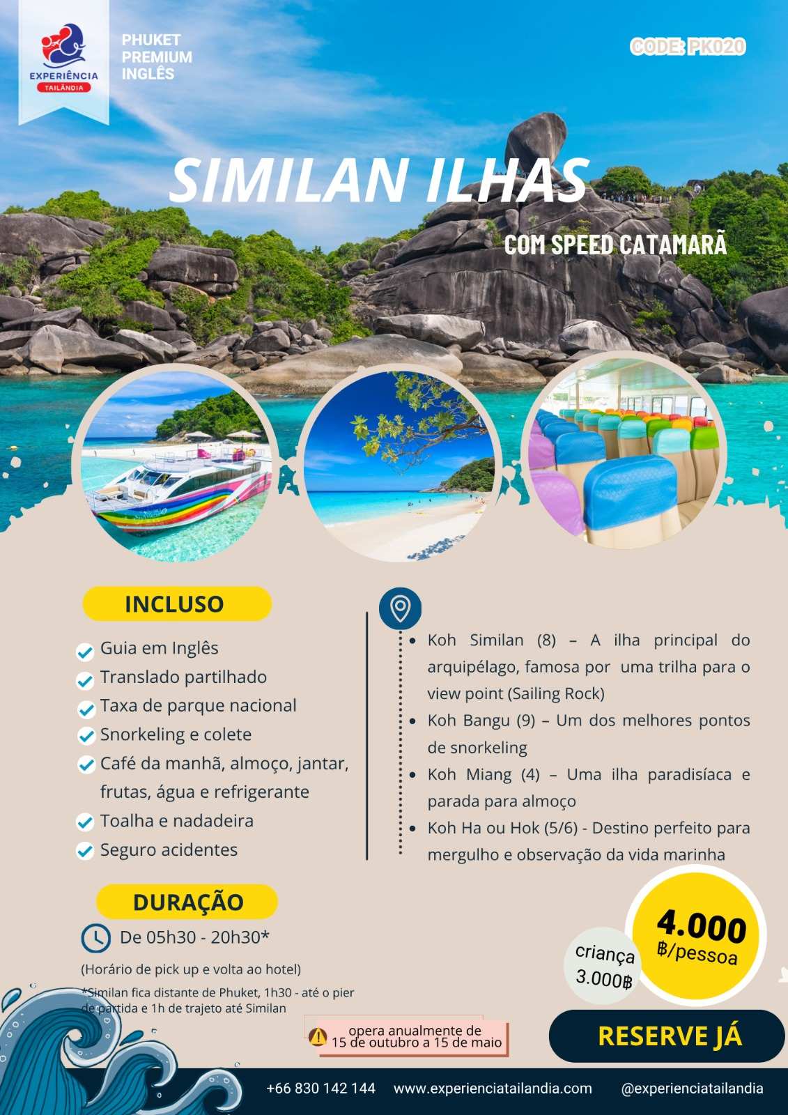 Tour Similan Islands com Speed Catamarã embarque em Phuket (PK020)