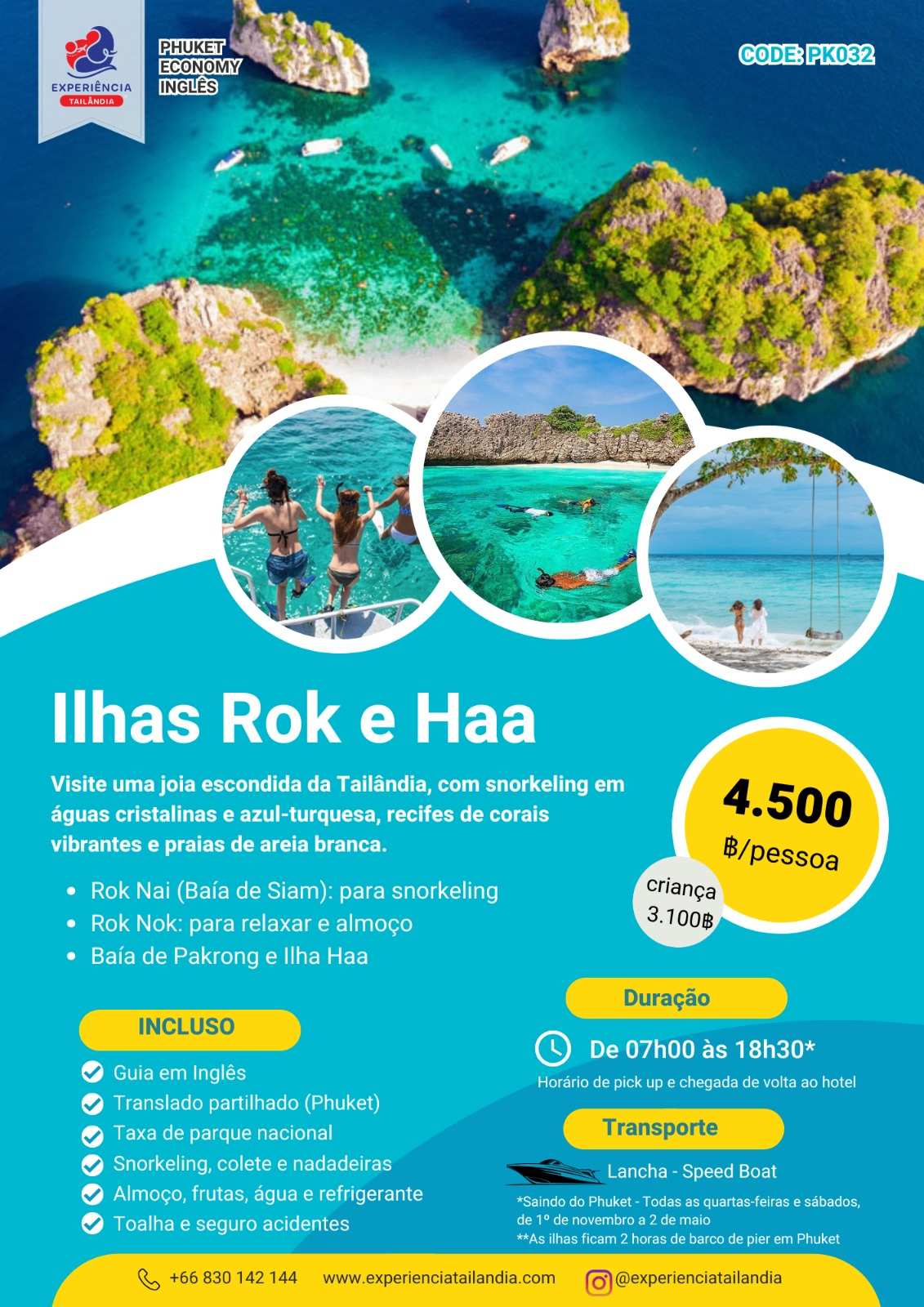 Tour Ilhas Rok e Haa embarque em Phuket (PK032)