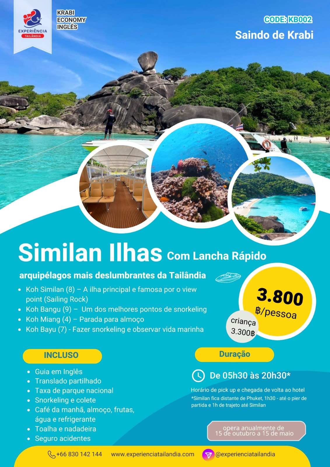 Tour Similan Islands embarque em Krabi (KB002)